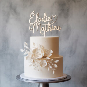 Topper mariage personnalisé avec prénoms en acrylique miroir or